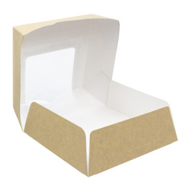 SnackBox mit Fenster Kraft Braun 140x140x50mm (250 Stück)