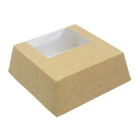 SnackBox mit Fenster Kraft Braun 140x140x50mm (250 Stück)