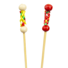 Bambusspieße Verziert Gelb 120mm (1.200 Stück)