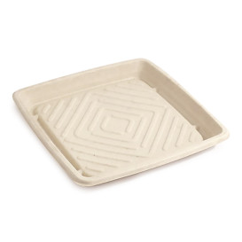 Tablett Zuckerrohr Quadratisch Natürlich 27x27cm (5 Stück)