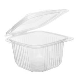 Transparent Dressingbecher mit Klappdeckel PP 375ml 123x114mm (50 Stück)
