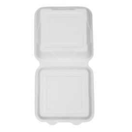 Menübox Zuckerrohr Weiß 225x225x75mm (200 Stück)