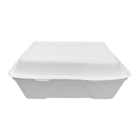 Menübox Zuckerrohr Weiß 225x225x75mm (50 Stück)