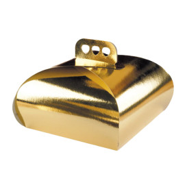 Tortenkarton Gold Krawatte 27,5x27,5x14 cm (50 Stück)