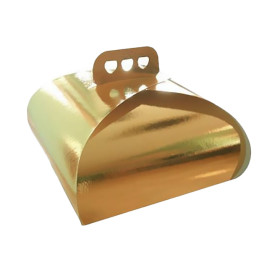 Tortenkarton Gold Krawatte 27,5x27,5x14 cm (50 Stück)