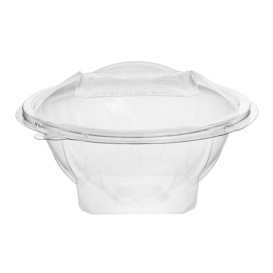Transparente Salatschale mit Klappdeckel Rund APET 500ml Ø156mm (50 Stück)