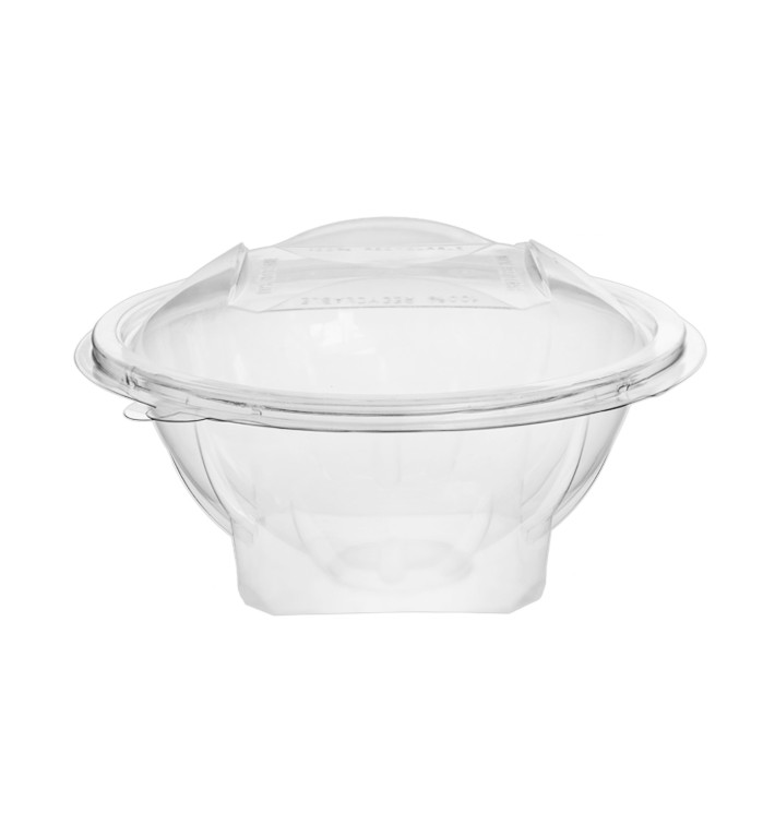 Transparente Salatschale mit Klappdeckel Rund APET 500ml Ø156mm (300 Stück) Transparente Salatschale mit Klappdeckel Rund APET 500ml Ø156mm (300 Stück)