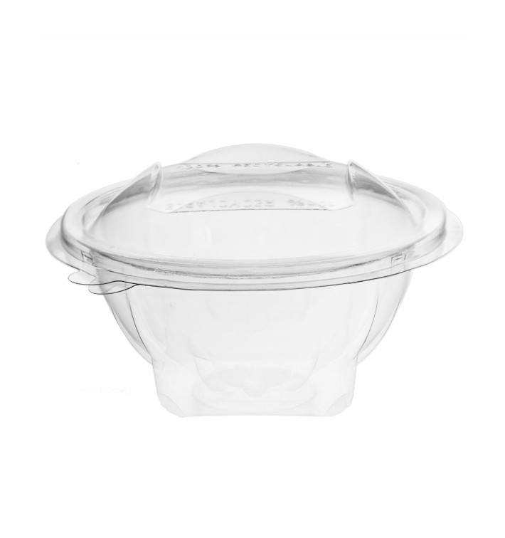 Transparente Salatschale mit Klappdeckel Rund APET 250ml Ø120mm (60 Stück) Transparente Salatschale mit Klappdeckel Rund APET 250ml Ø120mm (60 Stück)