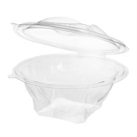 Transparente Salatschale mit Klappdeckel Rund APET 500ml Ø156mm (50 Stück)