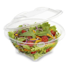 Transparente Salatschale mit Klappdeckel Rund APET 1000ml Ø186mm (20 Stück)