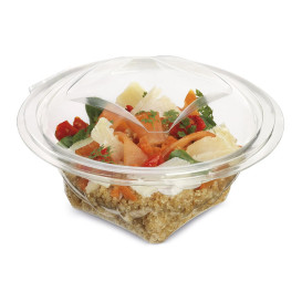 Transparente Salatschale mit Klappdeckel Rund APET 250ml Ø120mm (60 Stück)