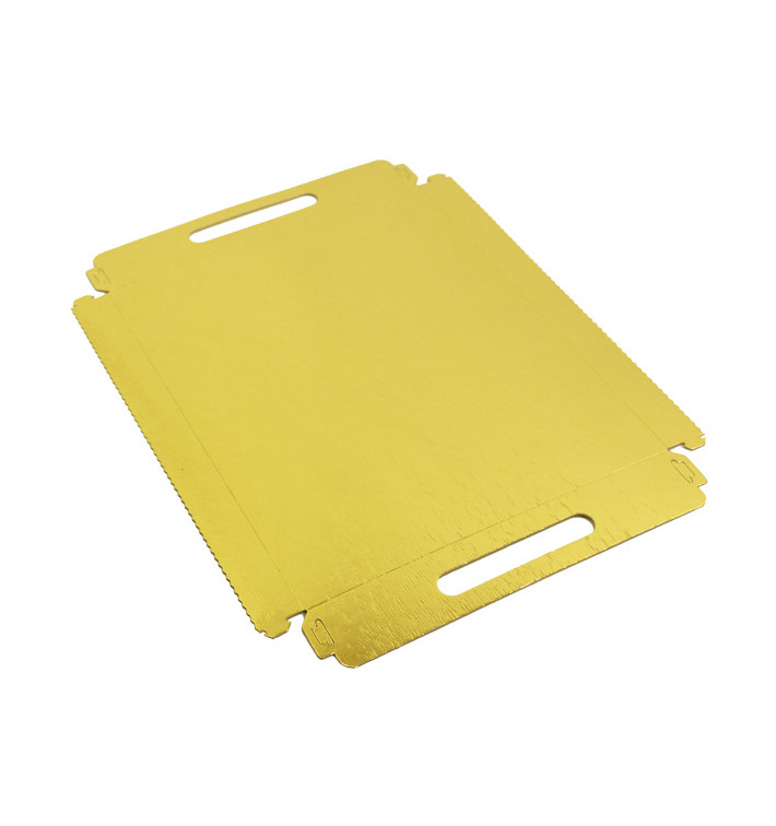 Papptablett Rechteckig Gold Griffen 22x28 cm (400 Stück) Papptablett Rechteckig Gold Griffen 22x28 cm (400 Stück)