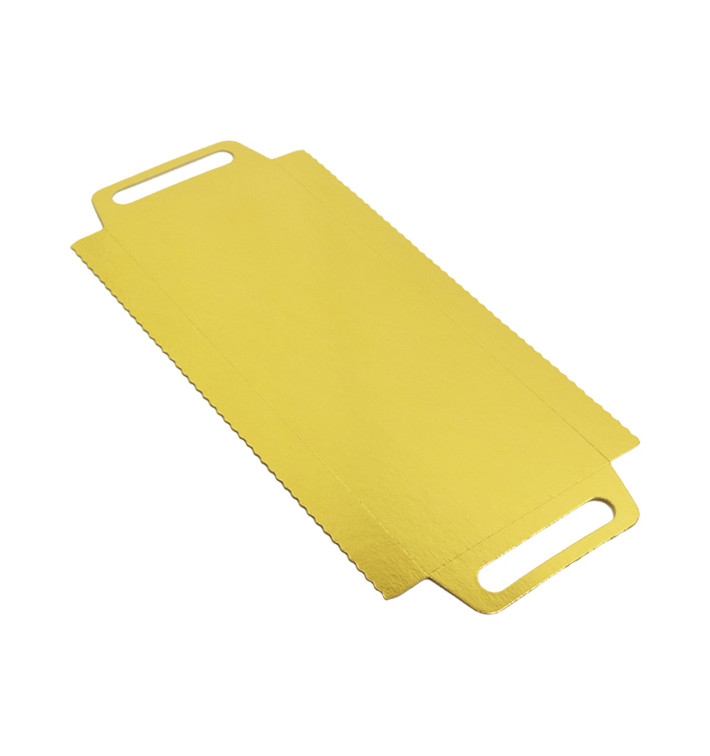 Papptablett Rechteckig Gold Griffen 30x12 cm (600 Stück) Papptablett Rechteckig Gold Griffen 30x12 cm (600 Stück)
