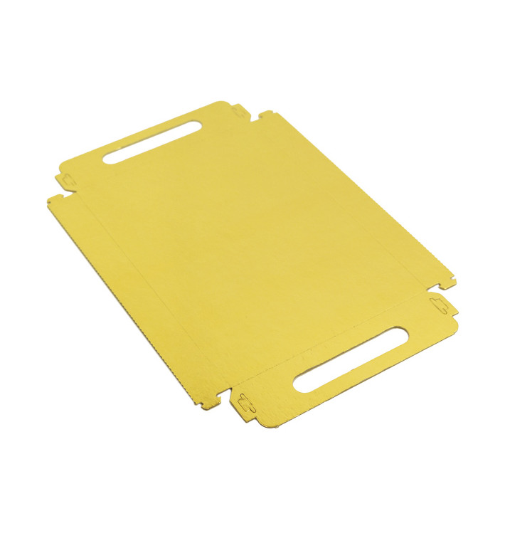 Papptablett Rechteckig Gold Griffen 16x23 cm (1.000 Stück) Papptablett Rechteckig Gold Griffen 16x23 cm (1.000 Stück)