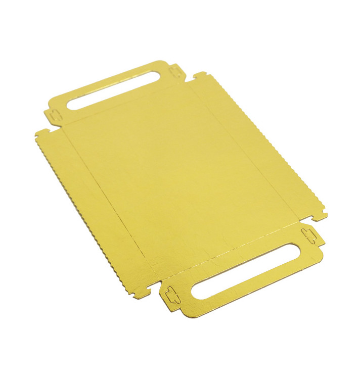 Papptablett Rechteckig Gold Griffen 12x19 cm (1.000 Stück) Papptablett Rechteckig Gold Griffen 12x19 cm (1.000 Stück)