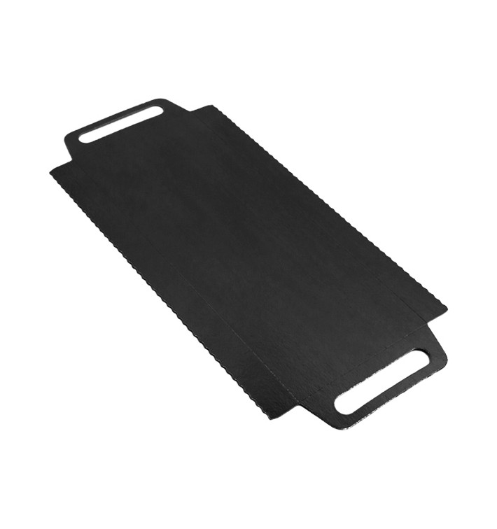 Papptablett Rechteckig Schwarz Griffen 30x12 cm (100 Stück) Papptablett Rechteckig Schwarz Griffen 30x12 cm (100 Stück)