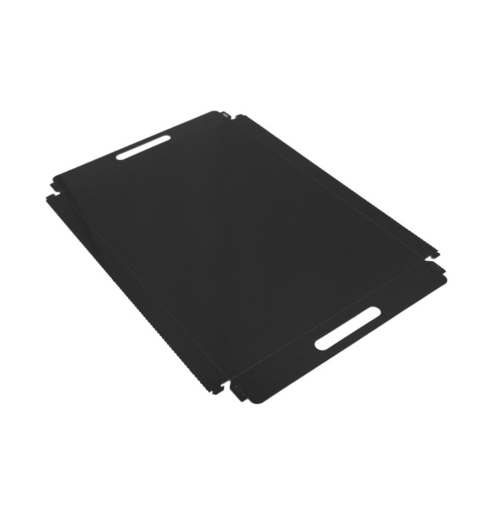Papptablett Rechteckig Schwarz Griffen 28,5x38,5 cm (100 Stück) Papptablett Rechteckig Schwarz Griffen 28,5x38,5 cm (100 Stück)