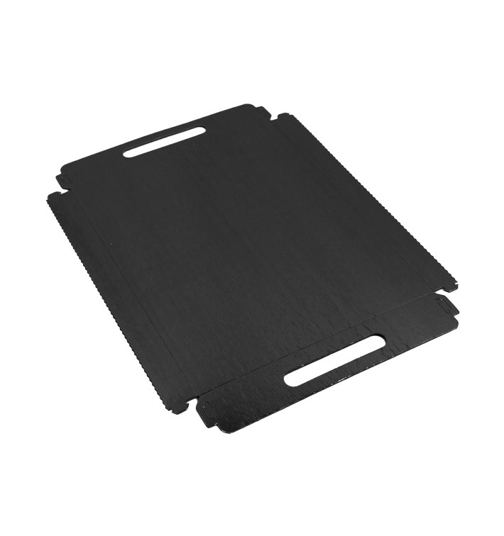 Papptablett Rechteckig Schwarz Griffen 22x28 cm (400 Stück) Papptablett Rechteckig Schwarz Griffen 22x28 cm (400 Stück)