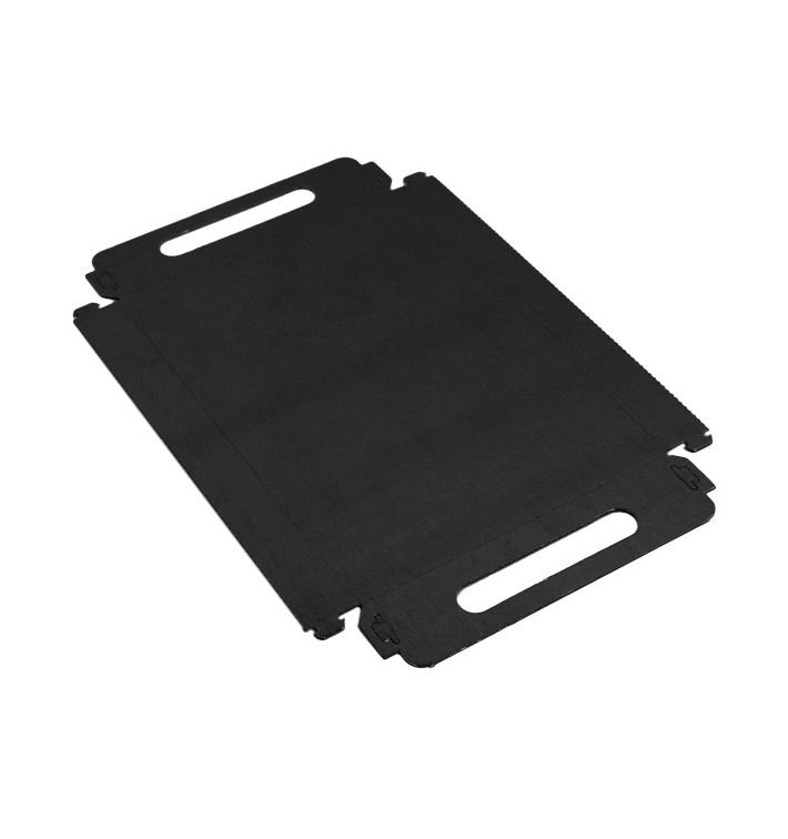 Papptablett Rechteckig Schwarz Griffen 16x23 cm (100 Stück) Papptablett Rechteckig Schwarz Griffen 16x23 cm (100 Stück)