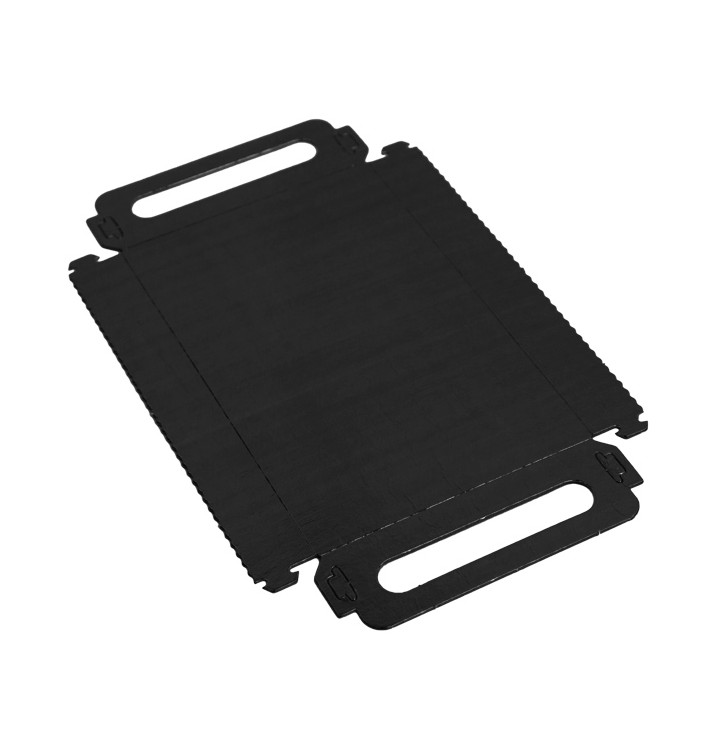 Papptablett Rechteckig Schwarz Griffen 12x19 cm (800 Stück) Papptablett Rechteckig Schwarz Griffen 12x19 cm (800 Stück)