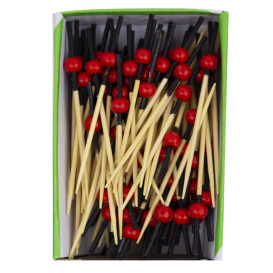 Fingerfood-spieße aus Bambus Rot und Schwarz 7cm (100 Stück)