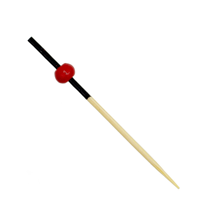 Fingerfood-spieße aus Bambus Rot und Schwarz 7cm (100 Stück) Fingerfood-spieße aus Bambus Rot und Schwarz 7cm (100 Stück)