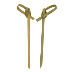 Naturgrüner Bambus-Spieße Schleife 7cm (100 Stück)