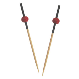 Fingerfood-spieße aus Bambus Rot und Schwarz 7cm (100 Stück)