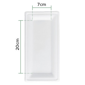 Tablett Zuckerrohr Bagasse Weiß 25,5x12,7 cm (500 Stück)