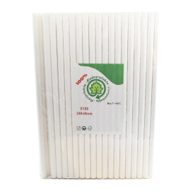 Trinkhalme aus Paper Weiß Smoothie Ø8mm 24cm (100 Stück)