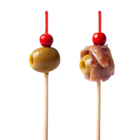 Bambusspieße Rote Kugel 120mm (100 Stück)