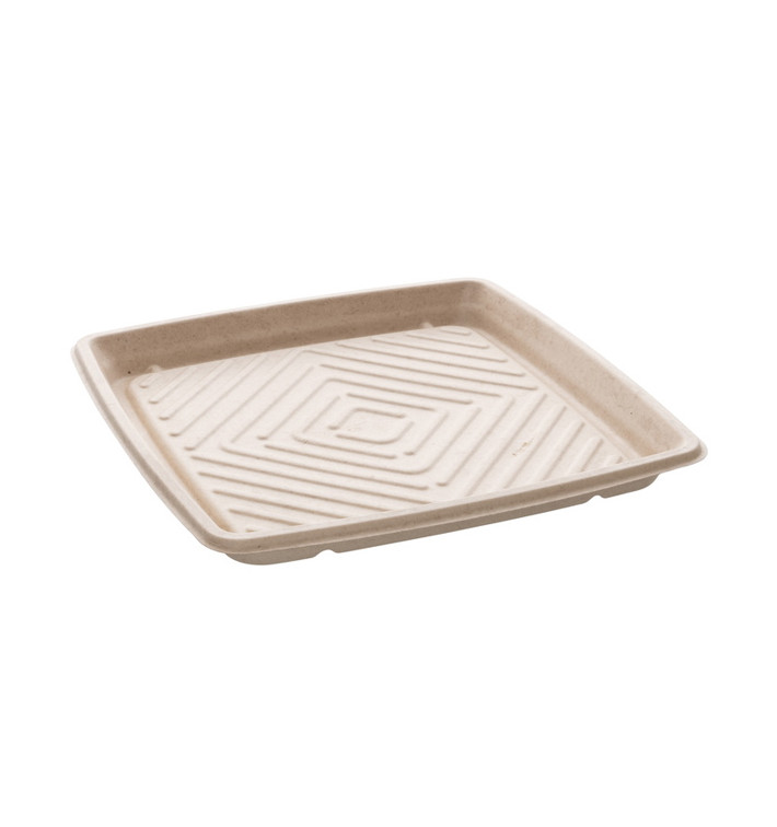 Quadratische Tabletts aus Zuckerrohr 31x31cm (5 Stück) Quadratische Tabletts aus Zuckerrohr 31x31cm (5 Stück)