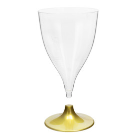 Glas aus Plastik für Wein Goldener Fuß 200ml 2T (20 Stück)
