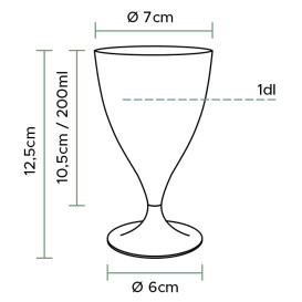 Glas aus Plastik für Wein Transparenter Fuß 200ml 2T (20 Stück)