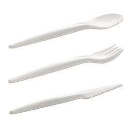 Besteckset aus Kraftpapier Messer, Gabel, Löffel und Servietten (50 Stück)
