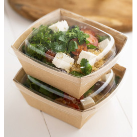 Rechteckige Salatschüssel aus Kraftpapier 375ml 15x12x5cm (400 Stück)