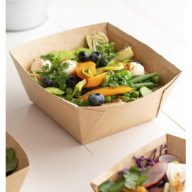 Rechteckige Salatschüssel aus Kraftpapier 500ml 15x12x6cm (400 Stück)