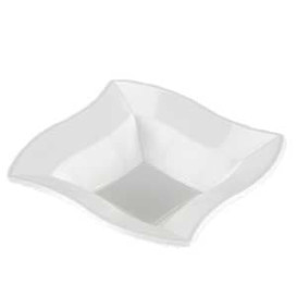 Bol Cuadrado Ondas de Plastico Blanco 18 cm 