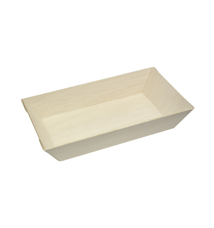 Tablett aus Holz "Mini" 15,5x8,5x2,8cm 250ml (100 Stück) Tablett aus Holz "Mini" 15,5x8,5x2,8cm 250ml (100 Stück)