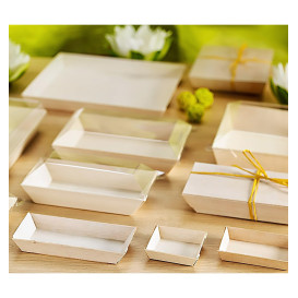 Tablett aus Holz 21,5x8,5x2,8cm 350ml (100 Stück)