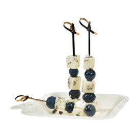 Fingerfood-Spieße aus Bambus "Knoten" Schwarz 10cm in einer Schachtel (250 Stück)