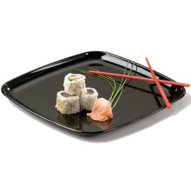 Viereckiger Plastiktray extra Stark schwarz 27x27cm (25 Einh.)