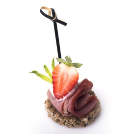 Fingerfood-Spieße aus Bambus "Knoten" Schwarz 10cm in einer Schachtel (250 Stück)