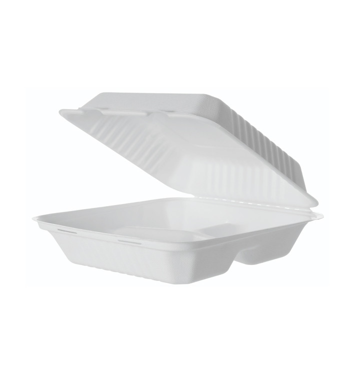 Klappschachtel Zuckerrohr mit PLA Weiß 3F 23x23x7,5cm (200 Stück) Klappschachtel Zuckerrohr mit PLA Weiß 3F 23x23x7,5cm (200 Stück)