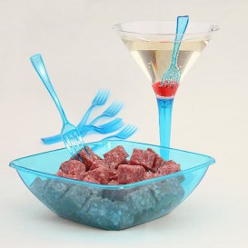 Plastik Cocktailglas mit Fuß türkis 100ml (6 Einh.)