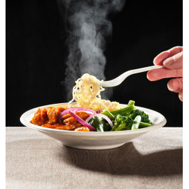 Schüssel Zuckerrohr Bagasse Noodle Weiß 470ml (50 Stück)