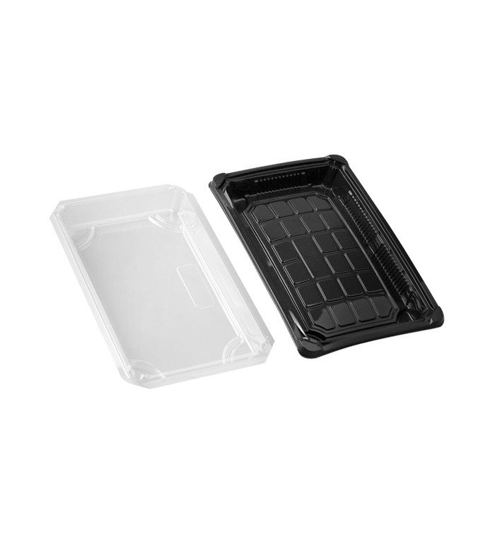 Verpackung mit Deckel Sushi PLA schwarz 15,0x23,0 cm (100 Stück) Verpackung mit Deckel Sushi PLA schwarz 15,0x23,0 cm (100 Stück)