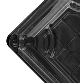 Verpackung mit Deckel Sushi PLA schwarz 13,0x18,0 cm (600 Stück)