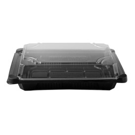 Verpackung mit Deckel Sushi PLA schwarz 13,0x18,0 cm (100 Stück)