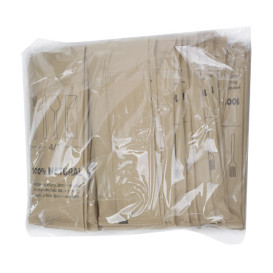 Holzgabel, Messer, Löffel und Servietten-Set 20,5cm (600 Stück)